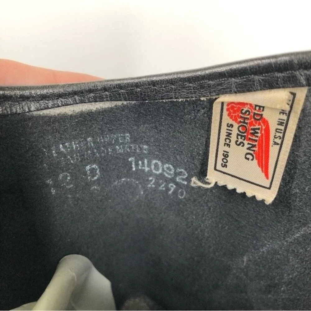 Vintage Red Wing Black Leather Peco Boots 14092 2290 SiE 12D